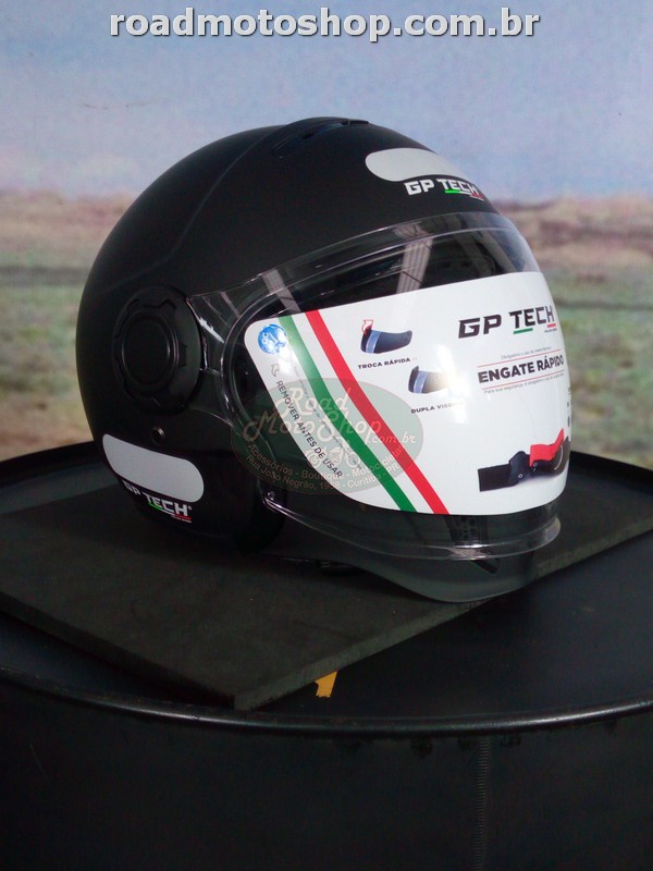 CAPACETE, GP TECH, MODELO OP13A, PRETO