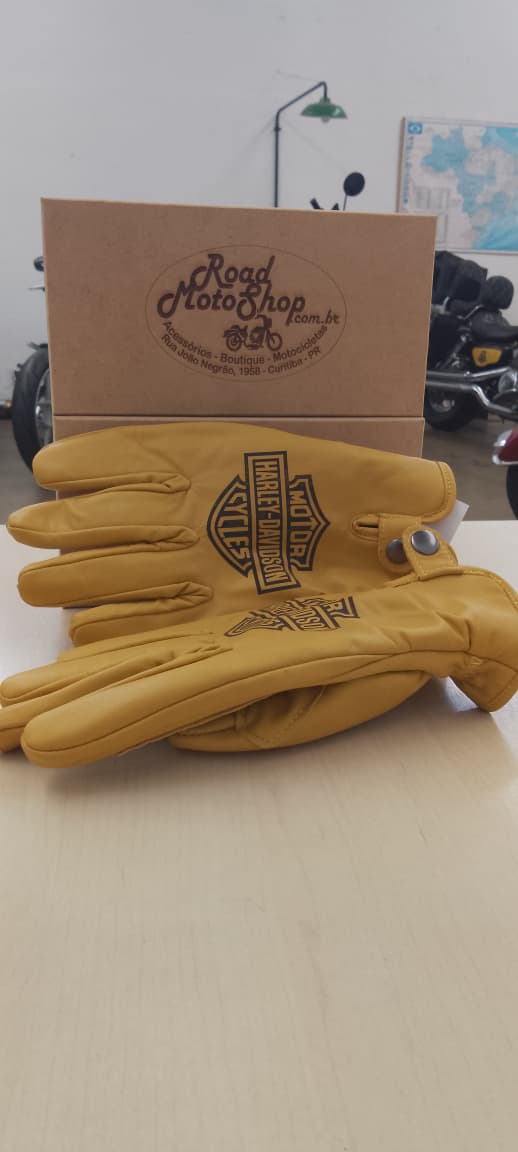 LUVA HARLEY DAVIDSON COURO AMARELA