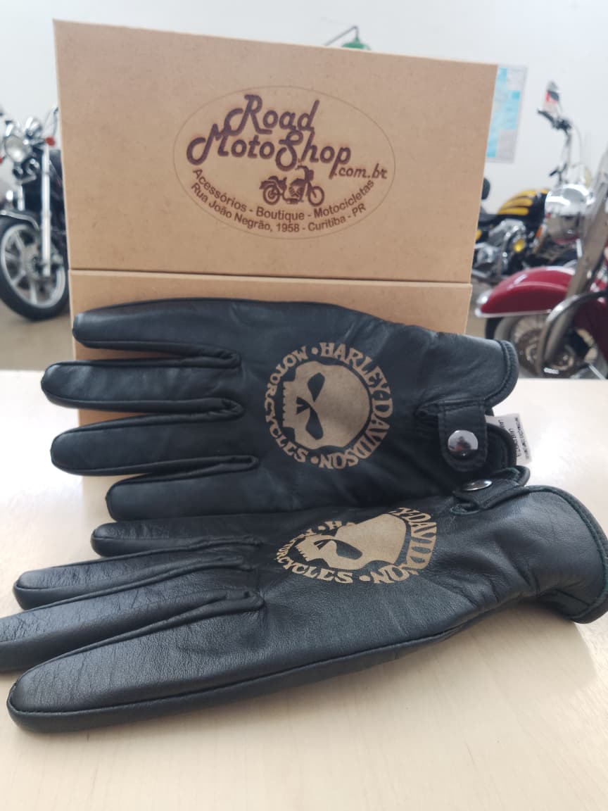 LUVA HARLEY DAVIDSON MOTORCYCLES COURO PRETA