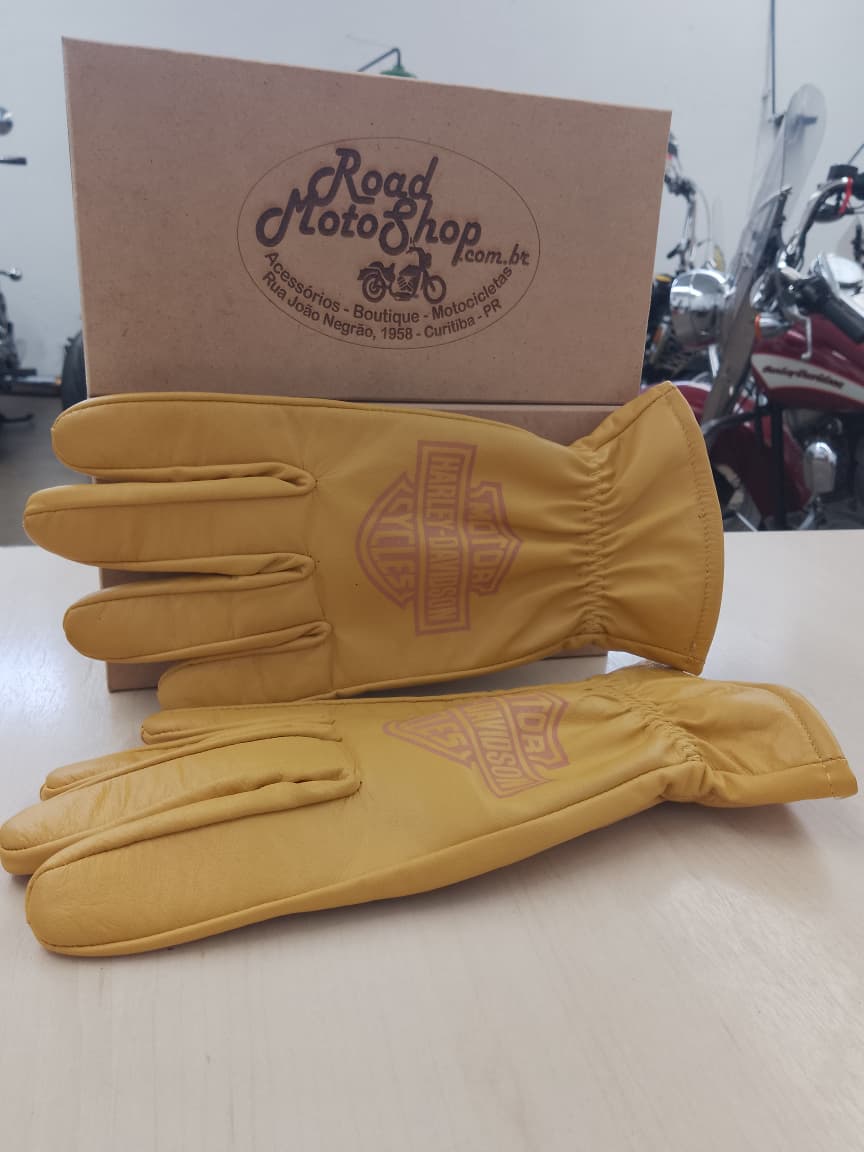 LUVA HARLEY DAVIDSON COURO AMARELA
