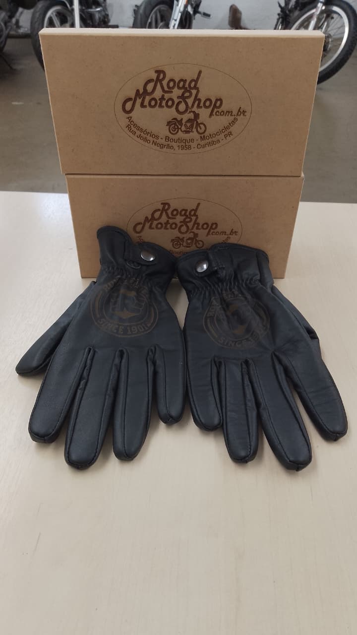 LUVA ROYAL ENFIELD DE COURO PRETA